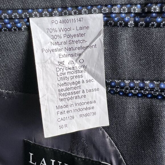 Lauren Ralph Lauren Mens Suit Jacket 50R Black Label Blazer Gray Wool Blend Prom - Picture 13 of 17